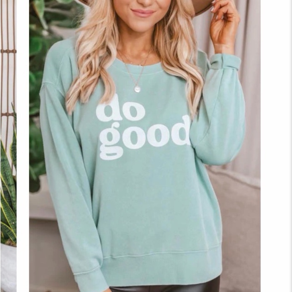 Pink Lily Mint Green Crewneck Sweatshirt
